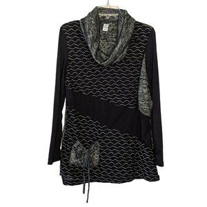 Mirror Image long sleeve black‎ and gray comfortable Bohemian Cowl neck Tunic S